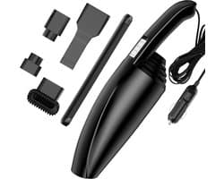 Mini 4-in-1 Autostofzuiger – Nat & Droog – 120W – 12V – 5m Kabel – Draagbare Handstofzuiger voor Auto – Lage Geluid – Ergonomisch – Wasbaar Filter – Incl. Accessoires