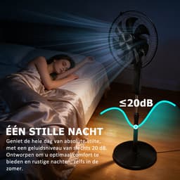 Staande ventilator 60W - Statiefventilator met 6 Snelheden - Vloerventilator met met Afstandsbediening - Ventilator in Hoogte Verstelbaar 110 tot 125 cm - Timer - Kantelbaar en Oscillerend - 53dB - Zwart — thumbnail 3