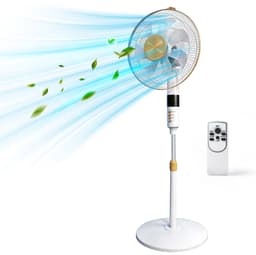 Staande ventilator 60W - Statiefventilator met 3 Snelheden - Vloerventilator met met Afstandsbediening - Stille Ventilator in Hoogte Verstelbaar 110 tot 125 cm - Timer - Kantelbaar en Oscillerend - 53dB - Wit — thumbnail 1