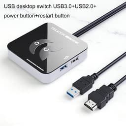 Desktop Aan/Uit Knop - Externe PC Start - Snel Computer Starten - USB 3.0 Interface - 8 cm Diameter - Zwart — thumbnail 2