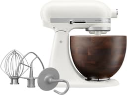 Kitchenaid Artisan 5KSM156WBEPL - Keukenmachine - 4,7L - Wit - Houten Mengkom - 3 Menghaken — thumbnail 1