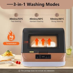 Compacte Vaatwasser - Tafelmodel Reiniger - Snelle Schoonmaak - Installatievrij Apparaat - Voor 4-6 Personen - Gebroken Wit — thumbnail 5