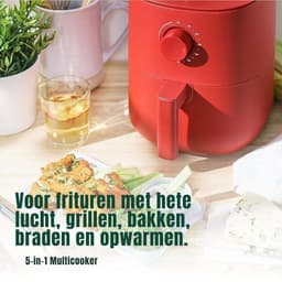 Quvo® Mini Airfryer - Heteluchtfriteuse - Friteuse - Rood - 23 x 28 x 29cm — thumbnail 3