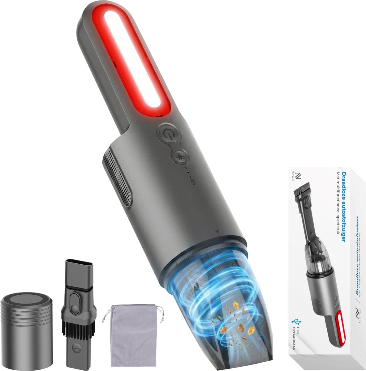 Nuvance Auto Stofzuiger - 6000Pa - Draadloos - Usb Oplaadbaar - Handstofzuiger - Autostofzuiger - Kruimelzuiger - Kleine Stofzuiger — afbeelding 1