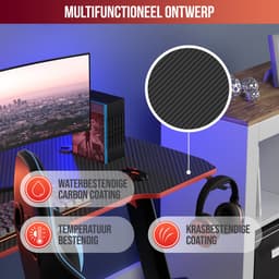 Avalo Gaming Bureau - 120x60x75 cm - Game Desk - Tafel - Game Bureau - Zwart — thumbnail 5