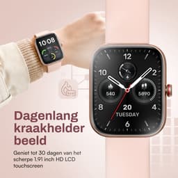 SAMMIT Luxe Smartwatch Dames Rosé Goud - Slaapmonitor - Stappenteller - Saturatiemeter - Geschikt voor IOS en Android - Full HD - Met 3 Bandjes — thumbnail 3