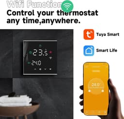 Programmeerbare Thermostaat - Intelligente WiFi - Tuya APP - Water Warmte - LCD Touch Screen - TGW60B-WIFI-WP - Zwart — thumbnail 4