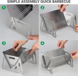 Opvouwbare BBQ - barbecue houtskool - Houtskoolbarbecues - Camping barbecues- Barbeque - Voor 1-2 Personen - Camping Picknick Outd — thumbnail 3