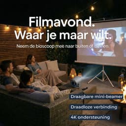 BMN® Premium Mini Beamer 2026 Editie - Smart Projector met 4K ondersteuning - Geschikt voor IOS en Android - WiFi 6 & Bluetooth 5.4 - Android 13.0 - Draagbaar - Inclusief Hdmi kabel - Thuisbioscoop - Grijs — thumbnail 2