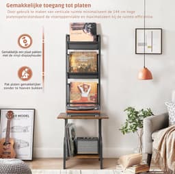 VH Supplies® Platenspeler Meubel - Platenspeler Kast - Draaitafelstandaard - 35 x 30 x 144 cm — thumbnail 3