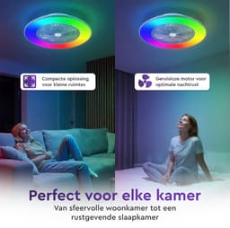 Plafondventilator Wit - Wifi - Met Speaker - Dimbaar Met Afstandsbediening - RGB 12 Kleuren - Woonkamerlamp - Kroonluchter — thumbnail 4