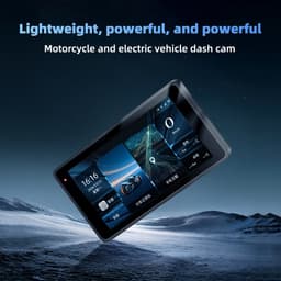 Motorfiets GPS-navigatiescherm met 1080p dashcam voor en achter, 5 inch IP68 waterdicht touchscreen, Bluetooth-audio-ontvanger, ondersteuning voor 5G wifi handsfree bellen, GPS-tracking, bandenspanningscontrole — thumbnail 1