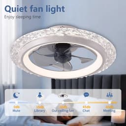 Crystal Ventilator - Ø50 cm - Stille Ventilator – Top Kwaliteit - Energie Zuinig – Met Remote - Dimbaar - APP - Ventilator - 6 Snelheden – Alternatief Voor Airco - Zomer en Winter Stand – Witte Ventilator — thumbnail 3