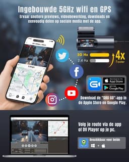 Aura® Dashcam Voor En Achter - Dashcam - Parkeermonitor - Nachtzicht - Zwart- ‎7cm x 3cm x 2cm — thumbnail 3
