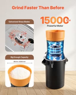 VEVOR Elektrische Graanmolen 25 Liter, Specerijenmolen 600 W, Specerijenmolen met Gegalvaniseerde en Scherpe Messen, Verpulveraar voor Droge Granen, Specerijen, Muesli, Koffie, Maïs 390x320x815 Mm — thumbnail 4