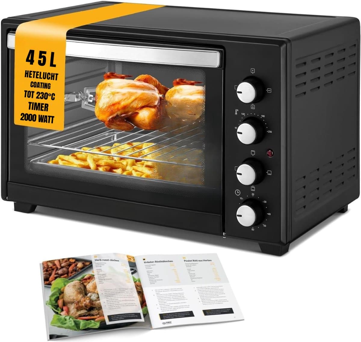 RONN® Heteluchtoven - Oven - Airfryer Oven - Zwart - 56cm x 41cm x 35cm; 9.8 kg — afbeelding 1