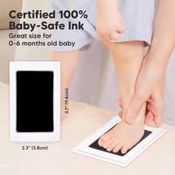 Set met hand- en voetafdrukken van de baby, Inktkussen voor baby's, Herdenkingsfotolijstje, Kan worden neergezet of aan de muur worden gehangen, Wit. — thumbnail 5