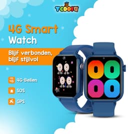 TeddiQ 4G Smartwatch - GPS Kinder Smartwatch - GPS Tracker & Videobellen - Blauw - WhatsApp & Spraakmemo’s - SOS knop - Smartwatch Kinderen — thumbnail 4