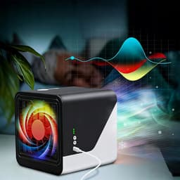 Mobiele Airco - Draagbare Ventilator - Aircooler - Luchtkoeler - Koeling, bevochtiging en luchtzuivering - 500ml - Zwart - 8W - 3 Snelheden & 6 Uur Werktijd - USB Voeding - Geluidsarme werking - Energiebesparend en veilig — thumbnail 4