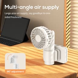 Nekventilator - Draagbare Ventilator - Nek Ventilator -Handventilator Mini Ventilator Ventilator met Clip - 3 Standen - Borstelloze Motor - 7 Bladen - Wit — thumbnail 2