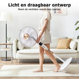 Staande ventilator 60W - Statiefventilator met 3 Snelheden - Vloerventilator met met Afstandsbediening - Stille Ventilator in Hoogte Verstelbaar 110 tot 125 cm - Timer - Kantelbaar en Oscillerend - 53dB - Wit — thumbnail 3