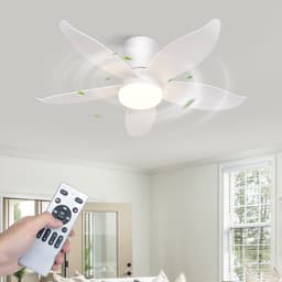 NETTLIFE Plafondventilator met Verlichting - Stil - 5 Bladen - Wit - Dimbaar - 6 Snelheden - Met Afstandsbediening - Voor Slaapkamer & Woonkamer — thumbnail 1