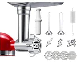 Metalen Gastronomische Pastapersbevestiging voor Kitchenaid Keukenmixer - Duurzaam Metalen Pastamacheropzetstuk - met 3 Verwisselbare Platen - voor Verse Zelfgemaakte Pasta