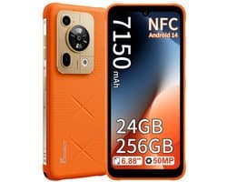FOSSiBOT F112 Pro Robuuste Smartphone - Dual SIM 5G - 24 GB ROM - 256 GB ROM - 7150mAh - 6,88 inch HD+ IPS Scherm - IP68 Waterdicht Telefoon - GPS,NFC,Face ID,OTG - Oranje