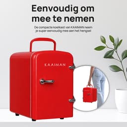 Kaaiman® Mini Koelkast 4L - Kleine Koelkast 12V/220V - Cosmetische Koelkast - Warm en Koud Functie - Skincare Fridge - Minikoelkast Slaapkamer - Rood — thumbnail 2
