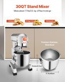 VEVOR Elektrische Voedselmixer, 30 L Voedsel Tribunemixer, 1100 W 220 V Elektrische Deegmixermaker, 3 Snelheden Verstelbare Mixermolen, CommerciëLe Keukenmixer voor Commercieel Gebruik In de Keuken — thumbnail 5