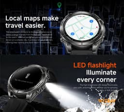 WizBay Premium Select® GPS Smartwatch 1.43” AMOLED 466x466 – Dual L1+L5 GPS – 2GB Geheugen – Offline Kaarten – 5ATM Waterdicht – LED Zaklamp – ChatGPT AI Assistant – Bluetooth Bellen – O2, Hartslag, Slaap - 178+ Sport Modi - Zwart — thumbnail 5