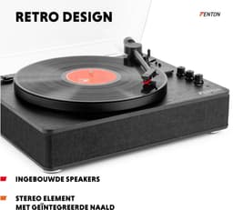 Platenspeler Bluetooth (in/uit) - Fenton RP162B - retro platenspeler met speakers (stereo) en mp3 speler - Zwart — thumbnail 2