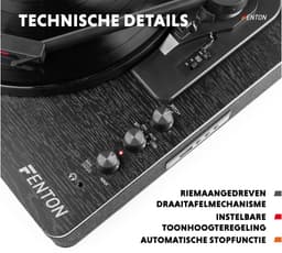 Platenspeler Bluetooth (in/uit) - Fenton RP162B - retro platenspeler met speakers (stereo) en mp3 speler - Zwart — thumbnail 5