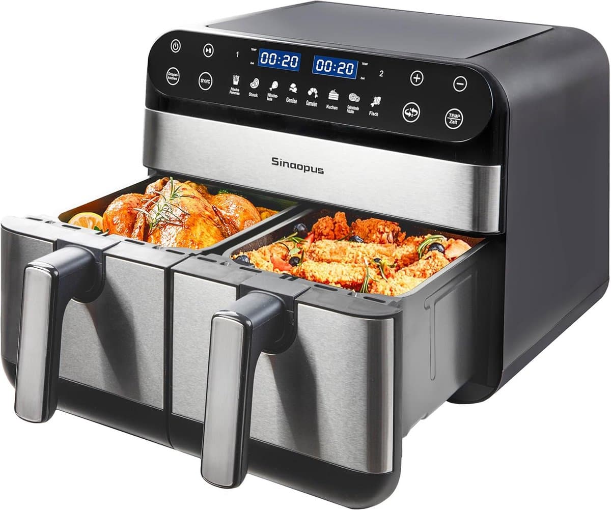 XXL Heteluchtfriteuse 10 Liter met Dubbele Kamer - Dual Zone Airfryer — afbeelding 1