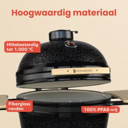 KitchenBrothers Kamado BBQ - 21 Inch Houtskool Barbecue - 45⌀ cm - PFAS-vrij - Complete Set - Egg BBQ met Accessoires inclusief Hoes - Vaderdag Cadeau - Zwart — thumbnail 2