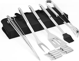 BBQ Accessoires Set 18-delig – Luxe RVS Barbecue Gereedschap met Draagtas -Barbecue Accessoires - Complete Grill Set met Spatel, Vleesmes, Vleesvork, Spiesen & Maïshouders — thumbnail 3