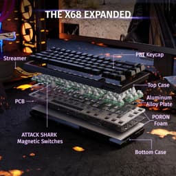 ATTACK SHARK X68 HE - Rapid Trigger - Hall Effect - 8000Hz - 0.01mm RT - Magnetisch Gaming Toetsenbord - RGB - 60% - QWERTY - Wired - Zwart — thumbnail 4