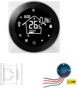 Slimme thermostaat voor cv en boiler | Wifi inbouwmodel | App- en spraakbediening | Programmeerbaar | 4-draads | Zwart — thumbnail 1