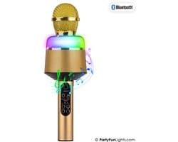 Bluetooth - Goud - Karaoke Set - Voor Kinderen en Volwassenen - Draadloos - Echo - Met Speaker - LED Licht - Nederlandse Handleiding