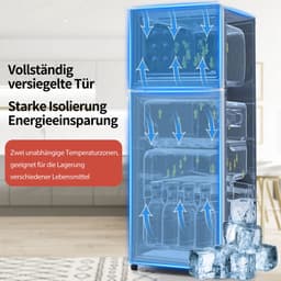 Zubaliya Rode Retro Koelkast - Mini Tweekamerkoelkast 92 Liter Met Vriesvak - Energieklasse D - Stille Bijkeuken Koelkast — thumbnail 3