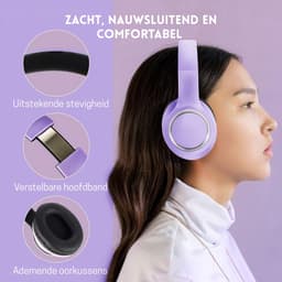 StayPowered Hoofdtelefoon - Kraakhelder Geluid - Maximaal Comfort - Ultrabrede Compatibiliteit - Knoopvrij Nylon Koord - Lichtgewicht & Opvouwbaar - Ingebouwde Microfoon - Verstelbaar Design - Paars/Zwart - Levering Sneller Dan Aangegeven! — thumbnail 5