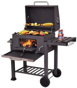 Tresaro - Smoker Barbeque - Premium Houtskool BBQ - Barbecue - Thermometer en Houtskoollade - Grillwagen met Gietijzeren Rooster — thumbnail 3