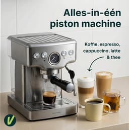 Vivid Green Espressomachine - 20 Bar - Pistonmachine met stoompijpje - Kopjesverwarmer - Coffee Machine - RVS — thumbnail 2