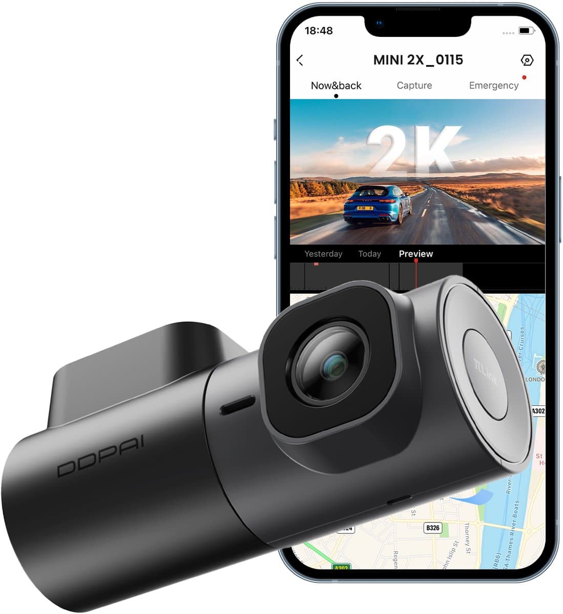Dashcam voor Auto - 2K HD - 360° Draaibaar - Nachtvisie 2.0 - 5GHz Wi-Fi - ADAS Assistentie - DDPAI — afbeelding 1