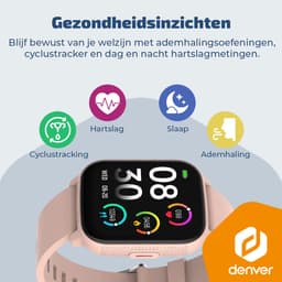 Denver Smartwatch - Android iOS - Notificaties - Sporthorloge - Hartslagmeter - Saturatiemeter - Slaapmonitor - SWC184RO - Roze — thumbnail 4