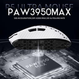 ATTACK SHARK R5 Ultra - Draadloze Gaming Muis - PAW3950 MAX - Koolstof Element - Ultralichte(39g) - Wired/2.4G/BT - 42000DPI - 8Khz - Wit — thumbnail 4
