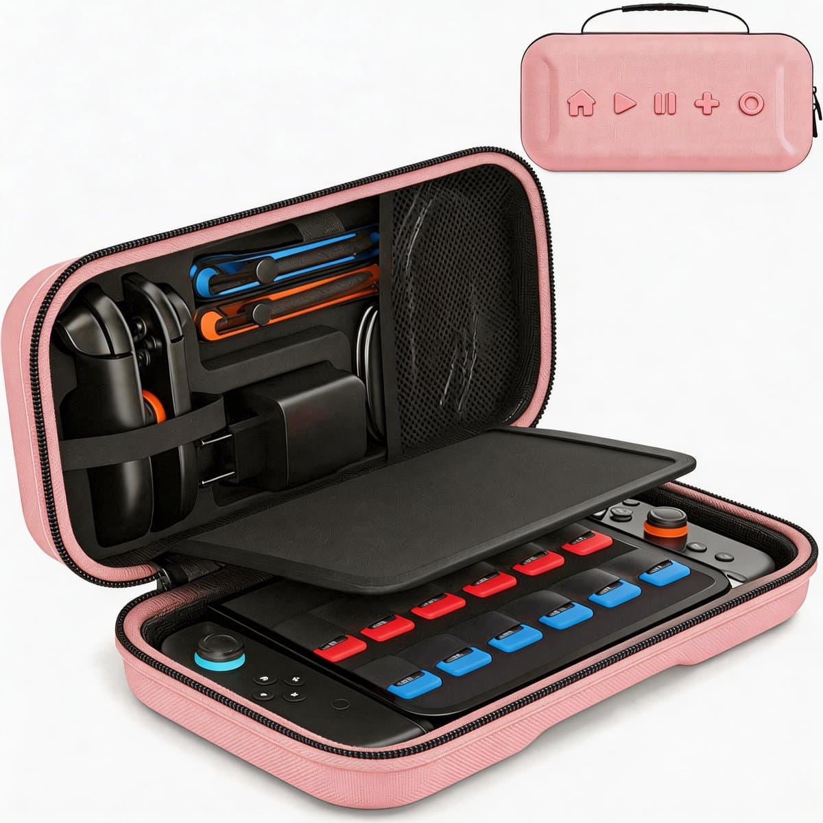 Sounix Case Geschikt voor Nintendo Switch 2 - Ingebouwde standaard - Hoesje Geschikt voor Switch 2 - Beschermhoes - Opbergtas - Roze — afbeelding 1