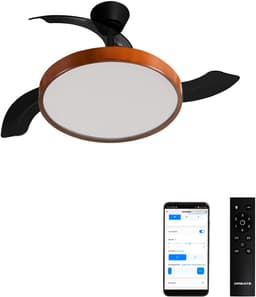 CREATE - Plafondventilator 40W stil (Ø108cm) met intrekbare bladen met licht LED - Met WiFi + afstandsbediening - WIND CLEAR STUDIO — thumbnail 1