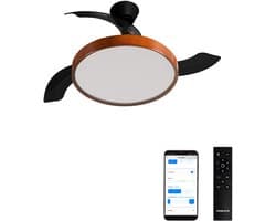CREATE - Plafondventilator 40W stil (Ø108cm) met intrekbare bladen met licht LED - Met WiFi + afstandsbediening - WIND CLEAR STUDIO
