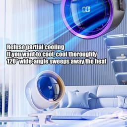 Ventilator - Tafelventilator - Handventilator - Mini ventilator - Ventilator voor kinderwagen - 100 snelheden - USB-oplaadbare - stille clipventilator met led-display - Auto-onderdelen voor buitenactiviteiten - Kamperen - Keuken - Slaapzaal - Paars — thumbnail 2